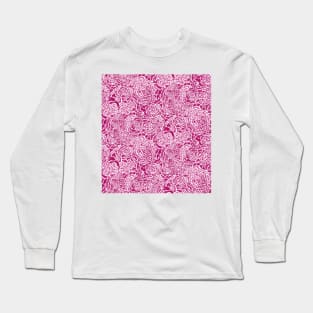 Hot Pink Brushed Flowers Long Sleeve T-Shirt